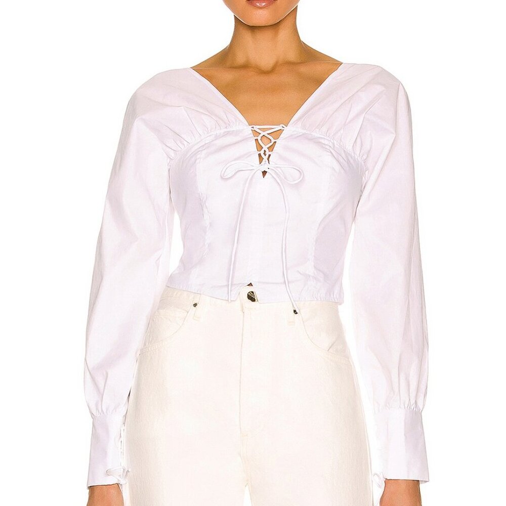 NWT NICHOLAS Tatum Long Sleeve Corset Top SZ 8 - Picture 1 of 13